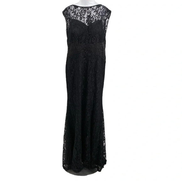Jade Couture Formal Mother of the Bride Dress Womens Size 16 Black Lace Beaded - Picture 1 of 14